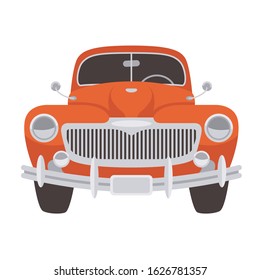 vintage red car,vector illustration, flat style, front view