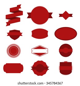 Vintage red Christmas Labels Set on white Background. Vector Elements for Your Design