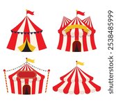 Vintage red Circus carnival tent flat design