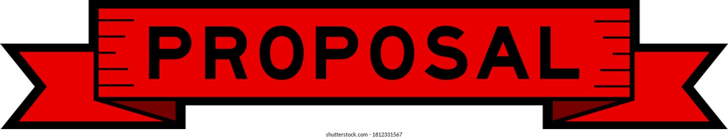 Vintage red color label banner with word proposal on white background