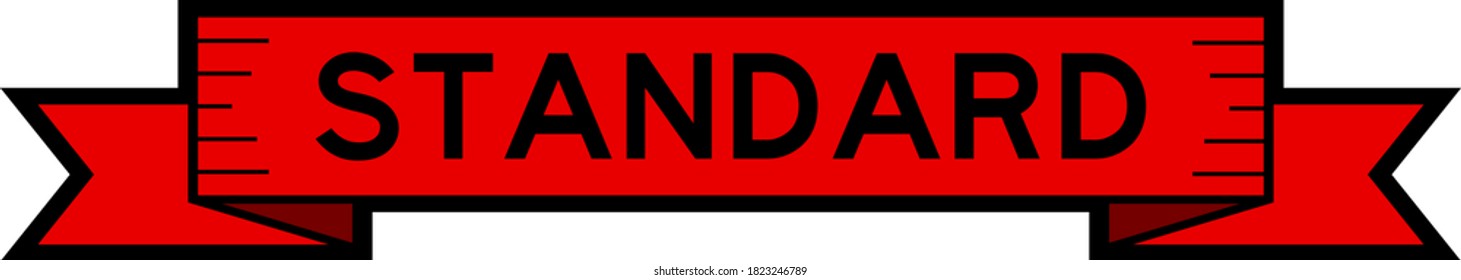 Vintage red color label banner with word standard on white background