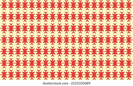 Vintage Red and Cream Repeating Pattern. Abstract Retro Geometric Shapes. Bold Symmetrical Design for Wallpaper, Textile, or Digital Art. Nostalgic 70s Style Vector Background