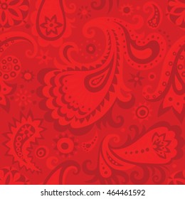 Vintage rote dekorative, nahtlose Muster-Hintergrund mit abstrakter Blumenverzierung. Vektorgrafik