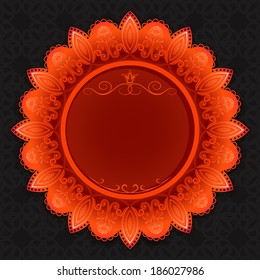 Vintage red floral frame vector design with copy space.