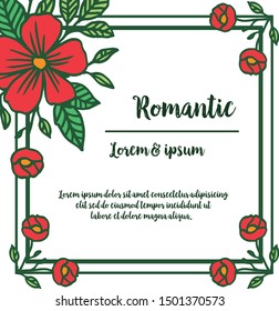 Vintage red flower frame border, for style of card romantic. Vector