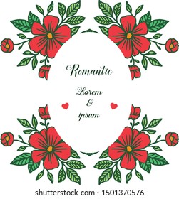 Vintage red flower frame border, for style of card romantic. Vector
