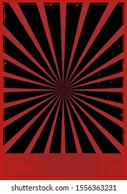 Vintage red frame template with radial lines on dark background vector illustration