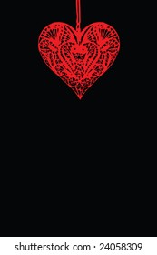 Vintage red heart vector isolated on black background for Valentine's Day