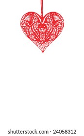 Vintage red heart vector isolated on white background for Valentine's Day