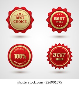 Vintage Red Labels template set. Retro logo design elements. 