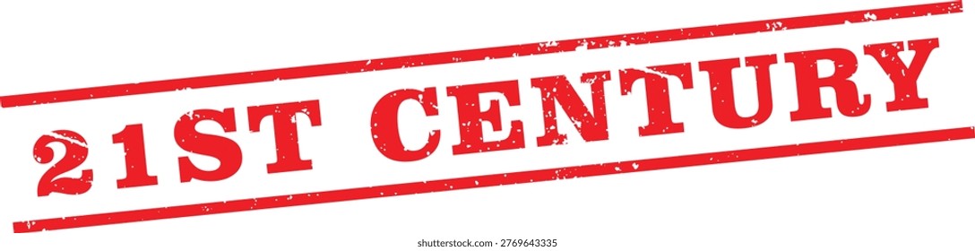 vintage red line rubber stamp design representing the twenty first century era with grunge effect