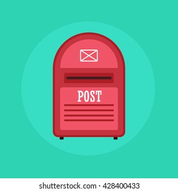 Vintage red Mail box post icon. 
