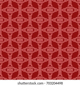 Vintage red ornament. Floral seamless pattern for textile, paper, fabric. Vector illustration