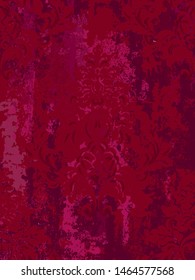 Vintage red ornament pattern Vector. Baroque rococo texture luxury design. Royal textile decors. Old painted background