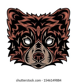 Vintage Red panda face. Heading vintage style Isolated on a white background. Design element for logo, badge, tattoo, t-shirt, banner, poster.