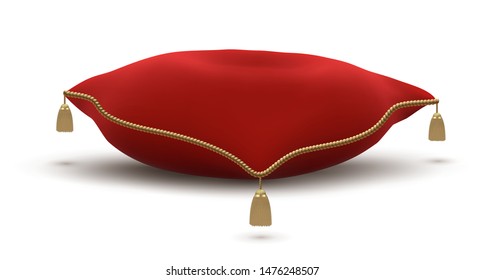 Vintage Red Pillow With Gold Tassels