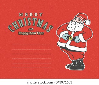 vintage red post card with Santa Claus  and place for your text