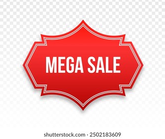 Vintage red Price tag. Tag design for black friday. Realistic sales label. Ribbons and sale banner. 3d matted icon with transparent shadow.