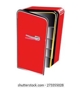 Vintage red refridgerator vector illustration