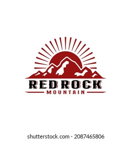 Vintage Red Rock Mountain Logo Design