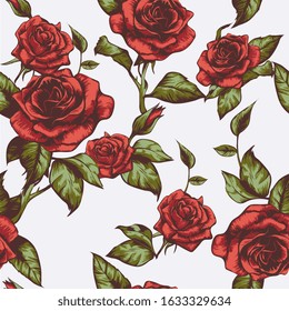 vintage red roses seamless pattern