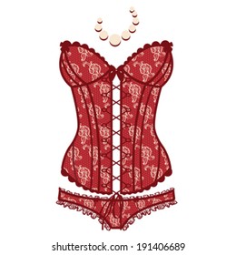 Vintage  red sexy guipure corset  