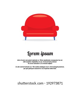 Vintage Red Sofa Vector Illustration