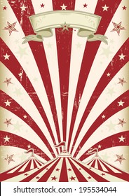 Vintage red sun circus. A vintage circus  background with red  sunbeams