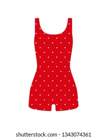 Vintage red swimsuit for women with polka dots design