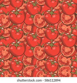 Vintage Red Tomatoes Seamless Pattern