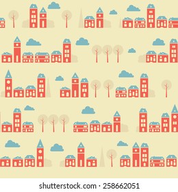 Vintage red town pattern