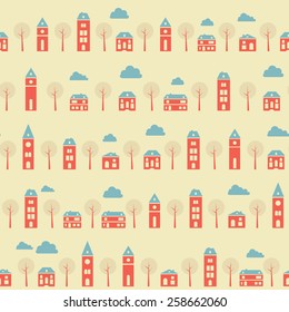 Vintage red town pattern