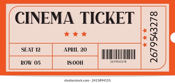 Vintage red vector cinema ticket