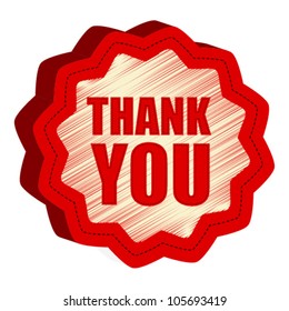 Vintage Red vector label with text Thank you