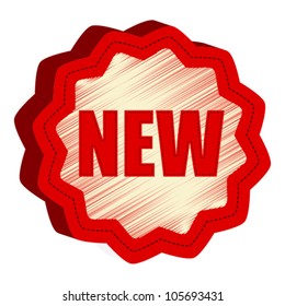 Vintage Red vector label with text new