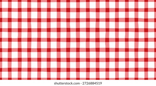 Patrón vichy rojo de Antiguas. Textura de mantel de picnic a cuadros sin costuras, tela italiana de la pizzería, textil retro de la servilleta de la cesta, fondo de Vector clásico para envolver el papel y el diseño de la impresión