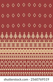 Vintage red and yellow abstract geometric  Ethnic pattern. Native fabric decorationl  Embroidery seamless bright color background, Design for print, wallpaper, Pillow, cloth.