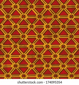 Vintage red yellow ethnic tribal geometric seamless pattern