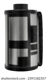 vintage reel of 35 mm film for photo camera isolated on white background retro grunge dotted halftone collage element for mixed media design crazy punk dots cutout pop art object