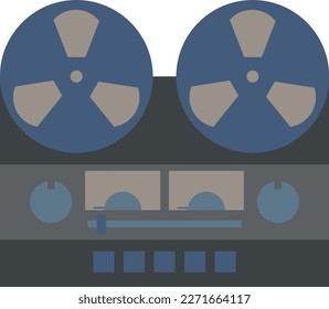 Vintage reel tape recorder icon with retro style for nostalgia design. Reel to reel audio tape recording. Vector illustration of retro tape recorder with flat style. Graphic resource of old technology