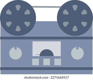 Vintage reel tape recorder icon with retro style for nostalgia design. Reel to reel audio tape recording. Vector illustration of retro tape recorder with flat style. Graphic resource of old technology