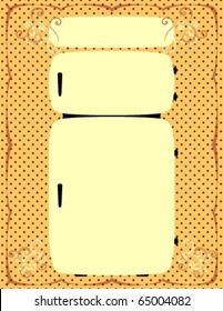 Vintage Refrigerator Illustration on a Decorative Background.