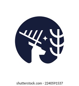 Vintage reindeer logo design vector on circle background