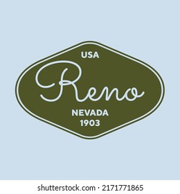 Vintage Reno, Nevada Sticker. Vintage and typography design in vector illustration. Hotel, hostel and motel logo.