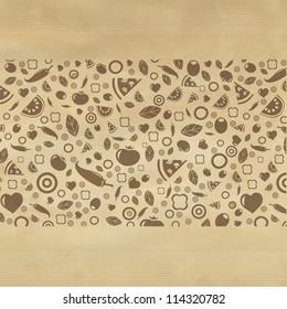 Vintage Restaurant Background With Icons, Vector Illustration