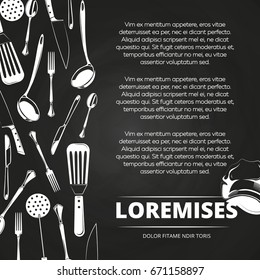 Vintage restaurant chalkboard poster design. Chalkboard banner vector illustration flat