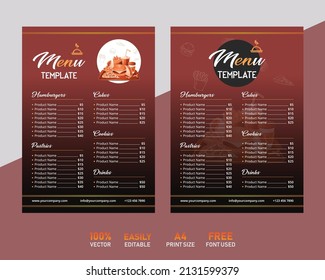 Vintage restaurant and food menu cover design premium EPS, vector template