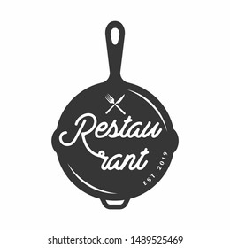 Vintage Restaurant And Fraying Pan Logo