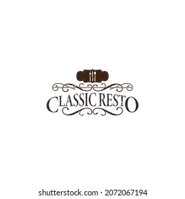 Vintage Restaurant Logo applied for food and restaurant logo design inspiration. Luxury Logo template flourishes calligraphic elegant ornament lines. identity for Restaurant, Royalty, Boutique, Cafe,