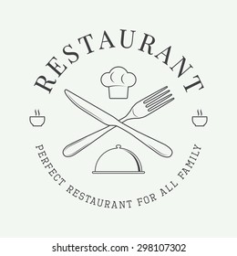 Vintage restaurant logo, badge or emblem. Vector illustration